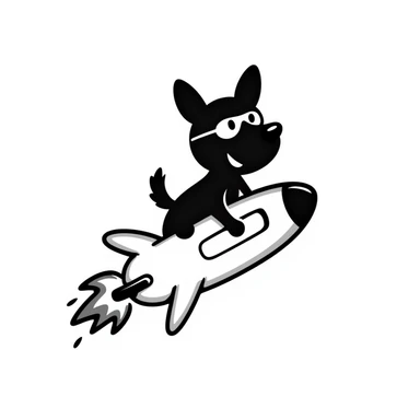 dog flying on a rocket sticker