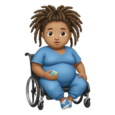 Diabetic disabled black baby with dread locks with obese body and a big but sticker