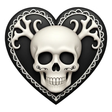 heart with gothic skull sticker