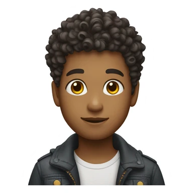 a boy with a curly hair with a taper fade sticker