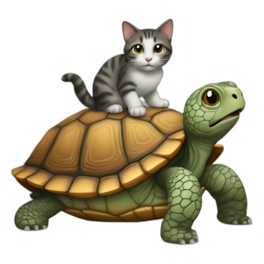 Un chat sur une tortue sticker