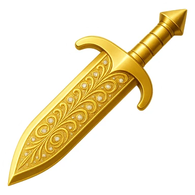 Recolor this weapon to a plated gold color with ornate engravings inlaid with diamonds. The gold should be rich and metallic, and the engravings should sparkle with diamond accents. Transparent background. sticker