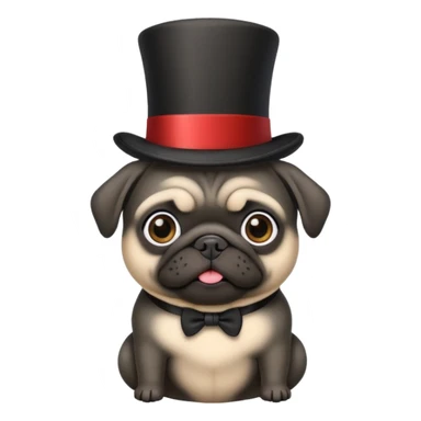 black pug in a top hat sticker