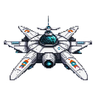 Retro-futuristic space cruiser with round portholes and fins sticker