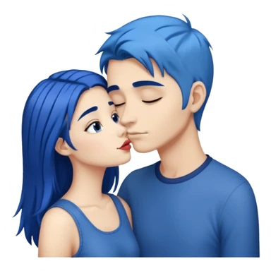 DARK Blue hair girl kissing tall blue hair boy sticker