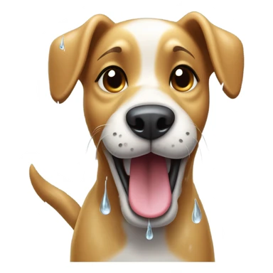 dog enjoying rainy day sticker