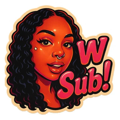 excited 
add the words W Sub!  in pink  sticker