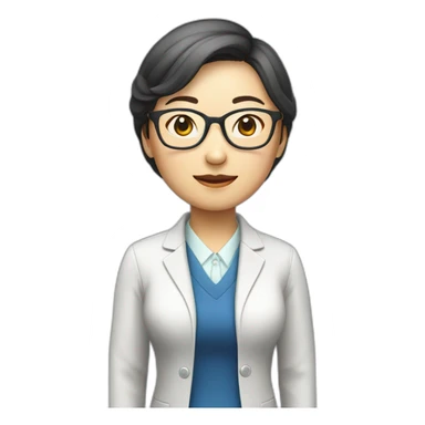 Chinese donor lady teacher wear glasses standing sticker