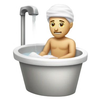 white man bathing with washcloth and small soapy bucket sticker