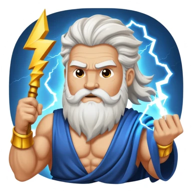 Zeus thunder god with lightning bolt and white beard sticker