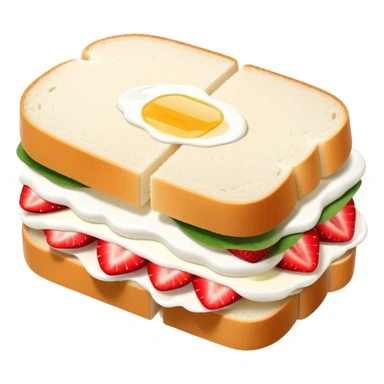 Japanese strawberry sandwich with fluffy white bread and fresh cream, neatly sliced to show cross section sticker