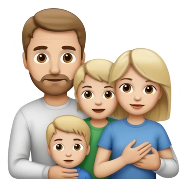 Family emoji: Dad is white with brown hair. Mom is white with dirty blonde hair. Toddler son is white with blonde hair. sticker