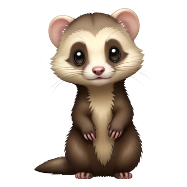 cinematic-[ferret]-realistic-full- long slender body-sitting-emoji,-tiny-paws-tucked-close,-head-tilted-dramatically,-fluffy-[sable]-fur,-simplified-yet-realistic-focused-features,-highly-detailed,-glowing-with-an-almost-sarcastic-glow sticker