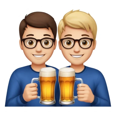 Two young guys holding a glass of beer in their hand and clinking glasses of beer sticker