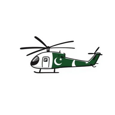 Hand-drawn Pakistani military helicopter with Pakistan flag markings sticker