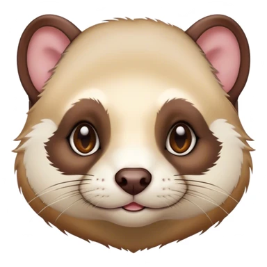 Cinematic Noble Ferret Portrait Emoji, Poised and dignified, with a sleek, elongated body and a distinct ferret head featuring a pointed snout, small, rounded ears, and intelligent, beady eyes, covered in soft, sleek fur with natural brown and cream hues, Simplified yet sharp and sophisticated features, highly detailed, glowing with a warm, natural glow, high shine, exuding an air of quiet confidence, focused and watchful, soft glowing outline, capturing the essence of a clever and majestic ferret that feels as though it could leap from the screen with effortless grace! sticker