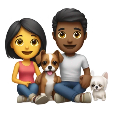 happy couple with tiny dog sticker