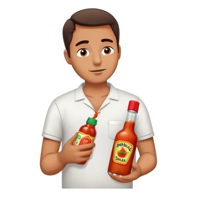 guy eyes closed holding hot sauce and salt sticker