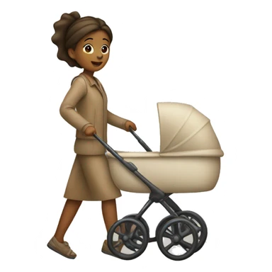 A girl walks with a beige stroller sticker