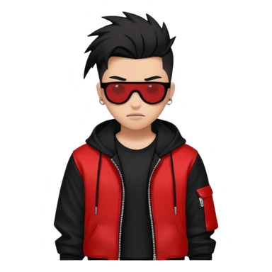 A cool urban badass edgy black white and red styled outfit (aesthetic, clothes, clothing, loose object, apparel)  sticker