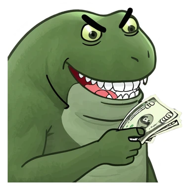 Volley ball looking tough with teeth showing with grills and holding gun on one hand and wad of cash in the other sticker