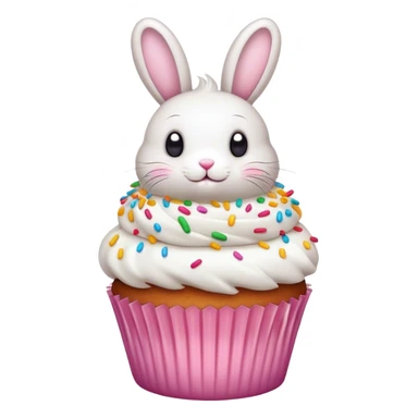 Cupcake with sprinkles and fluffy bunnies sticker