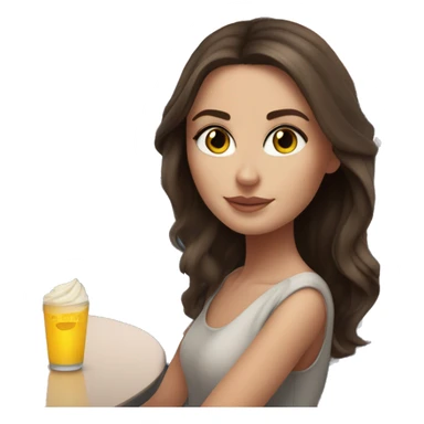 White girl with dark brown hair and a bright skintone, sitting in a skybar in dubai sticker