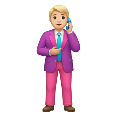 blond big man in colorful outfit calling sticker