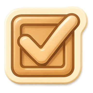 checkbox with a check mark, beige color, light shadow, retro sticker style sticker