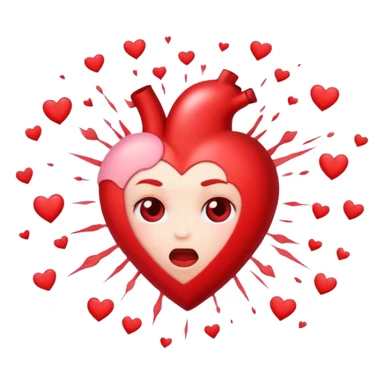 Non realistic heart exploding with hearts no face sticker