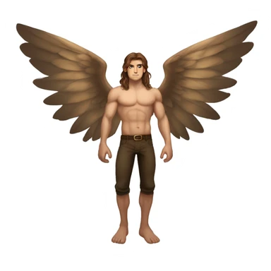 A strong buff fae male with long brown hair large wings  sticker