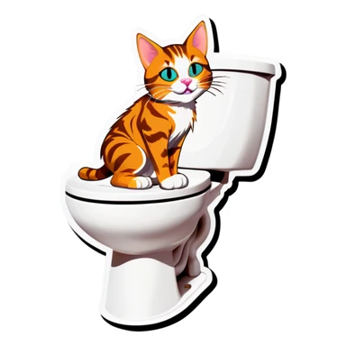 Cat break dancing with skibidi toilet sticker