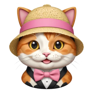 happy cat wearing a hat made out of sushi sticker