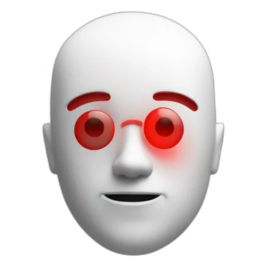 3d white man human android head, red lazer eyes, letter B on the face, 3d, portrait sticker