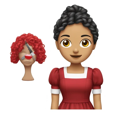 Boneca de cabelo vermelho a costurar á maquina De costura  sticker