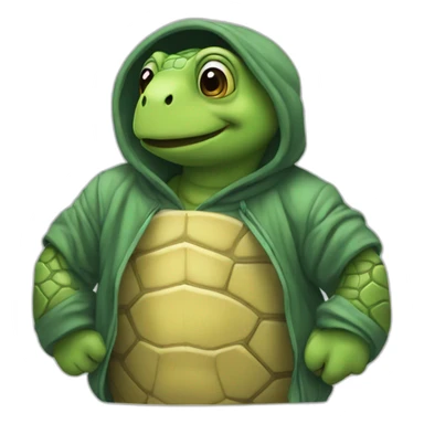 The turtle is dressed in a hoodie sticker