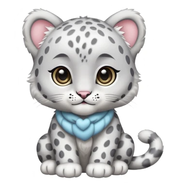 Cute kawai adorable chibi baby silvery white snow leopard   sticker