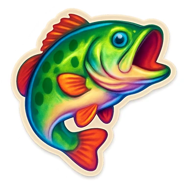 bass fish, emoji style, playful and rounded, Twitter Emoji Stickers vibe sticker