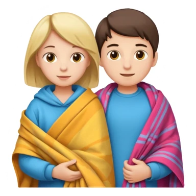 Boy and girl carrying blanket for sell sticker