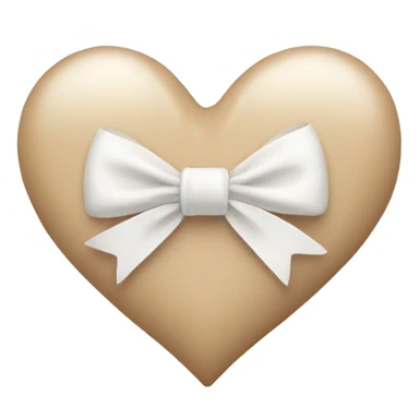 beige heart with white bow sticker
