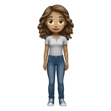 Pretty girl brown hair blue eyes Jeans dress whole body sticker