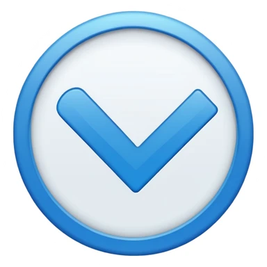 White checkmark with blue circle rounded sticker