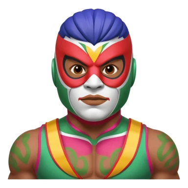 Mexican wrestler portrait, head and shoulders only, colorful luchador mask, muscular collar, confident expression, 3D cartoon, mobile game icon style, clean background, no text, no watermark
 sticker