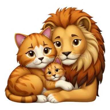 Gata mimando a leon sticker