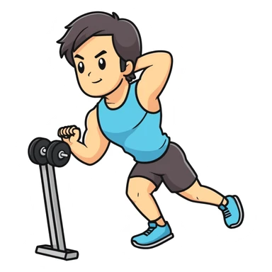 Man with shoulder length hair working out  sticker