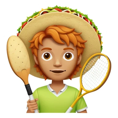 A ginger with a  funky taco shape head. With a tennis rackets  sticker