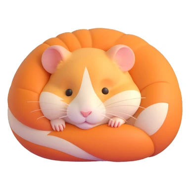 3D emoji style hamster, curled up sleeping, tiny paws visible sticker