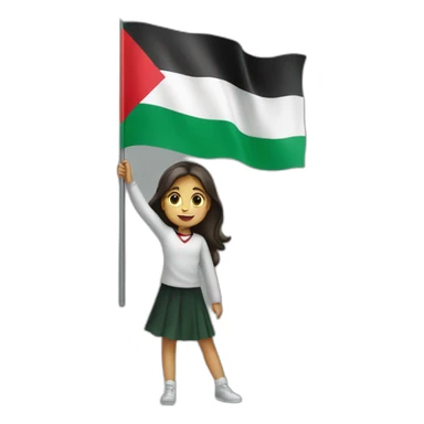 A girl raising palestinien flag sticker