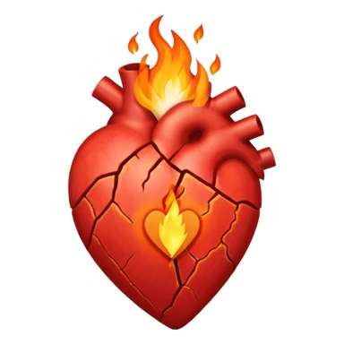 Cracked heart with a tiny flame rising from the crack.
Could have a small bandage or stitch holding it together. sticker