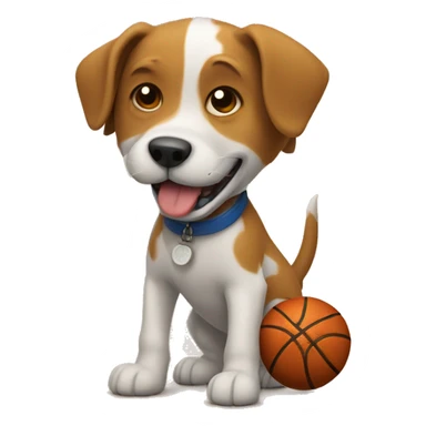 Dog playing basketball sticker